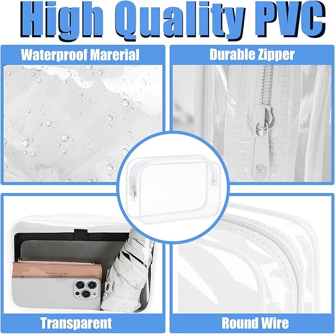 3 Pack Clear Makeup Bags, Waterproof Toiletry Bag - Image 4