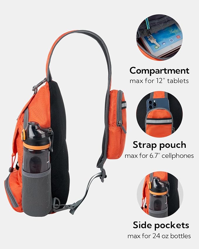 WATERFLY Packable Small Crossbody Sling Backpack Shoulder Chest Bag Daypack - Image 5