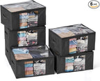 Clothes Storage Bags, Foldable Thick Fabric Blanket Storage Bags, Large Clear by Hopack