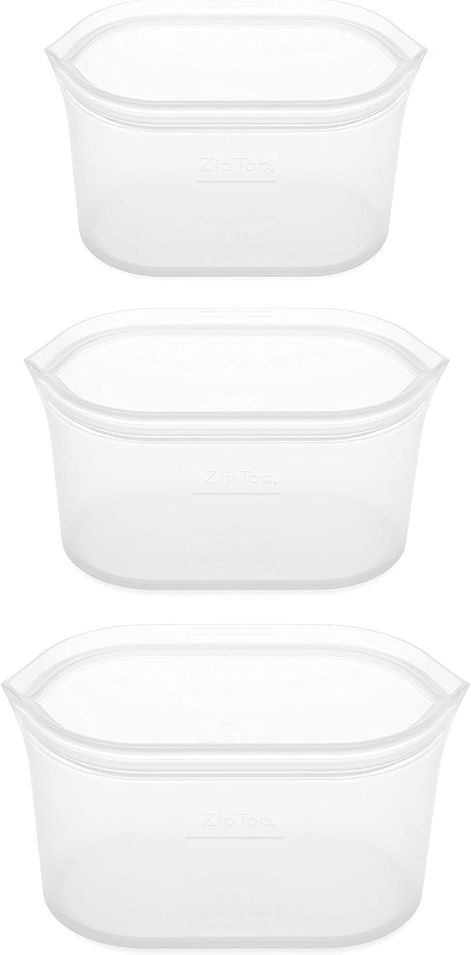 Zip Top Reusable Food Storage Bags | 3 Dish Set | Silicone Meal Prep Container - Image 2