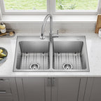 KRAUS Fairlane 33-inch Drop In/Top Mount Double Bowl 18-Gauge Stainless Steel - Image 4