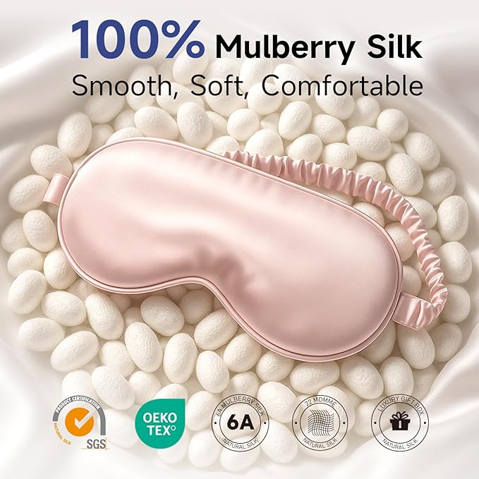 Umisleep 100% Pure Mulberry Silk Sleep Mask, 22 Momme 6A Soft & Smooth Fibers - Image 2