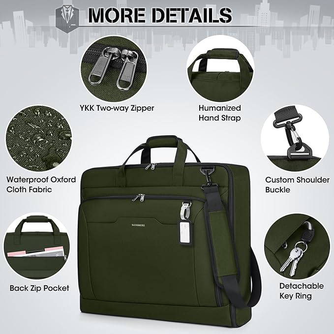 RAINSMORE Garment Bags for Travel Carry On Garment Bag for Hanging Clothes - Image 6