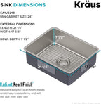 KRAUS Dex 21-inch Undermount 16 Gauge Stainless Steel Single Bowl Kitchen Sink - Image 5