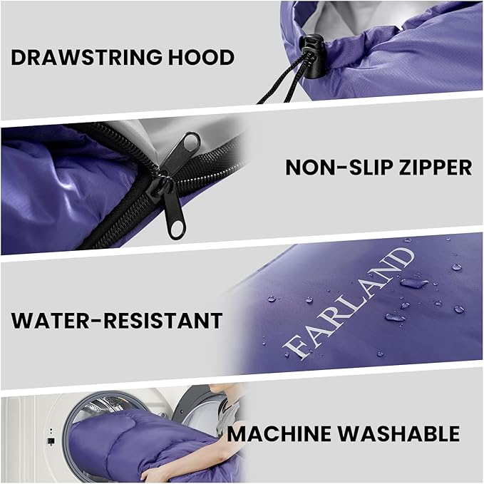FARLAND Sleeping Bags 30℉ for Adults Teens Kids - Image 5