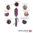 Round Brush Set for Blow Drying - Round Hair Brush Set with Detachable Barrels Styling Tool, Roller with 6 Barrels 1 Handle 6 Clips, 3 Different Hair Rollers to Create Your Hairstyle - Purple Black