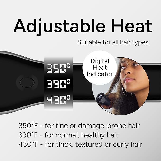 Enzo Milano - SX ENZOcool Professional 2-in-1 Hot Comb for Thick and Thin Hair, Close-to-Root Heating Straightener & Curler for Wavy Styles
