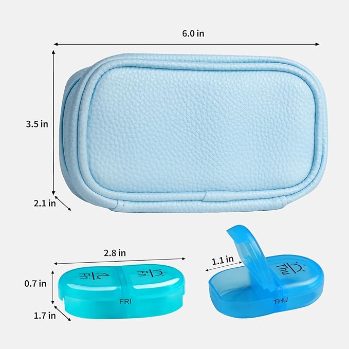 Serfeymi Weekly Travel Pill Organizer 2 Times A Day AM PM Upgraded Rainbow Pill - Image 2