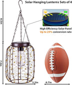 Hanging Solar Lanterns Outdoor Waterproof, Vintage Copper Hanging Lantern Lights - Image 5