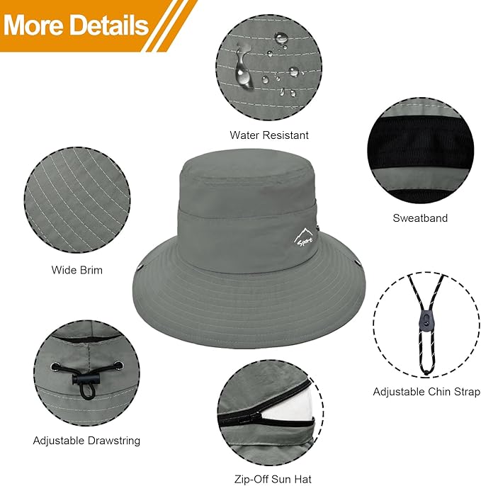 Sun Hats for Women Bucket Hat UV Protection Fishing Hat Wide Brim Safari Hats 2 - Image 6
