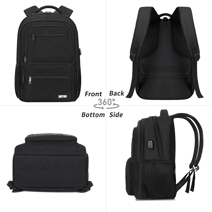 Black Backpack for Men Women, 15.6 inch Laptop Backpack for School, School - Image 7
