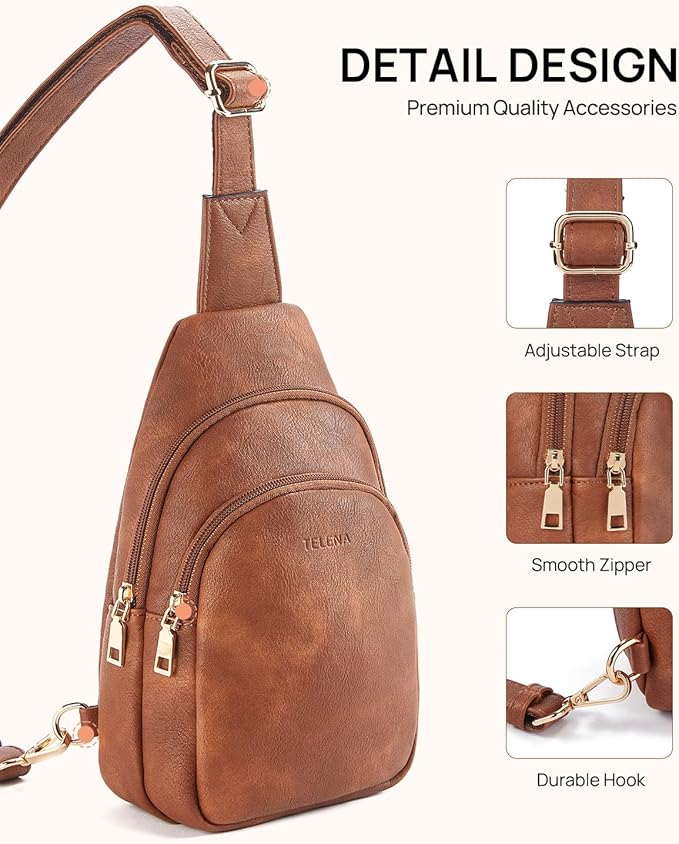 Telena Small Sling Bag for Women Leather Crossbody Fanny Packs Chest Bag for - Image 5
