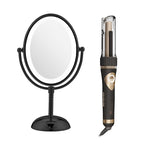 Conair Limited Edition Bundle | INFINITIPRO by CONAIR Curl Secret Automatic Curling Iron in 3/4-inch Barrel - and - Conair Lighted Makeup Mirror | Black | Amazon Exclusive