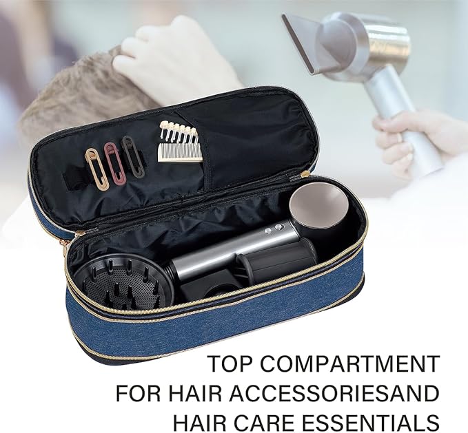Hair Dryer Travel Carrying Case, Curling Iron Storage Bag, Slim Expandable Handheld Dual-Layer Travel Storage Bag for Dryer/Hair Tool Organizer/Style Organizer