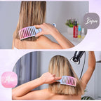 Boar Bristle Hair Brush, Curved Vented Detangler Brush Faster Blow Drying, Paddle Detangling Brush for Women Men Kids Wet Dry Long Curly Thick Straight Hair, Make Hair Shiny and Healthier(Purple+Blue)