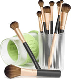 Li&Zhao Makeup Brush Holder with Lid - Makeup Brush Organizer Plastic Makeup Brush Holder for Vanity Expandable Makeup Brush Cup Pencil Holder for Desk Pen Holders for Desktop Countertop Bathroom