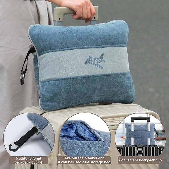 Melissa Large Travel Blanket and Inflatable Pillow Set - Image 8