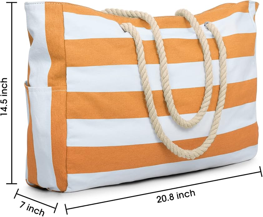 Becokan Beach Bags for Women Large Waterproof Beach Tote Bag Zipper Beach Bags - Image 4