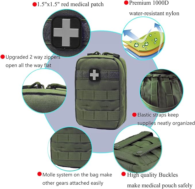 Carlebben EMT MOLLE Ifak Pouch Tactical MOLLE Medical First Aid Kit Utility - Image 6
