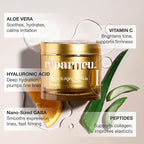 InfiniteAloe réparneu Gold Anti-Aging Formula, Neck Firming, Face Tightening, Anti Wrinkle Face Cream - Organic Aloe Powered with Collagen, Peptides & Retinyl - 6.7oz Jar