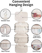 Narwey Travel Toiletry Bag for Women Large Hanging Makeup Bag Organizer - Image 7