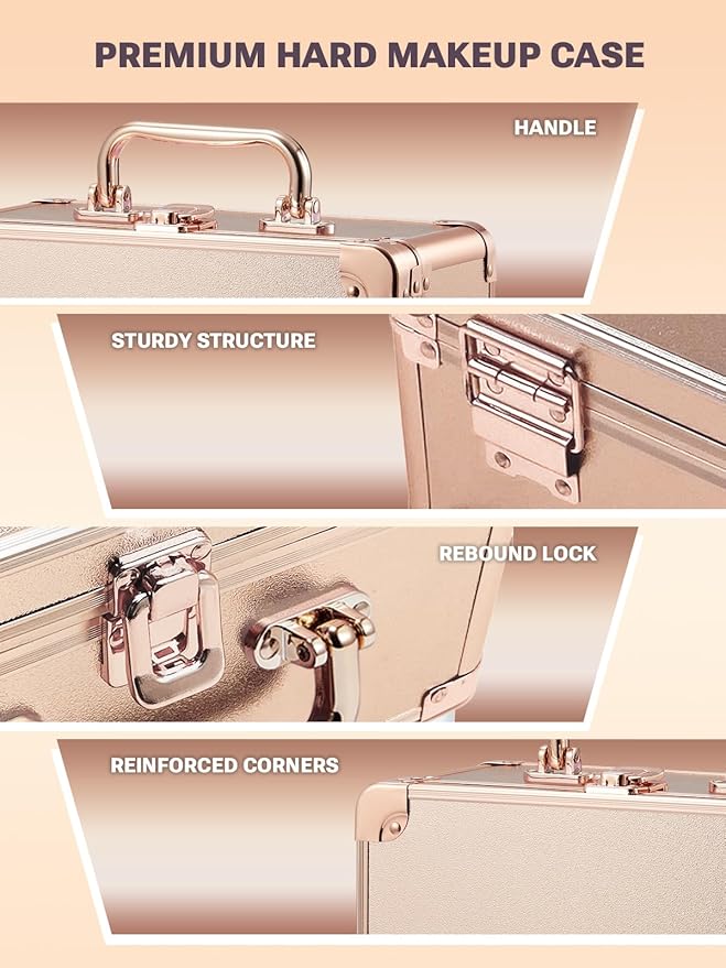 Qislee Makeup Box with A Detachable Lighted Mirror, Waterproof Travel Train Case - Image 4