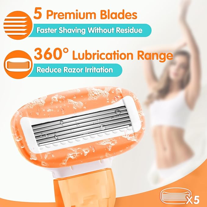 DreamGenius Travel Razors for Women Include 1 Handle and 5 Cartridges, Extra - Image 2