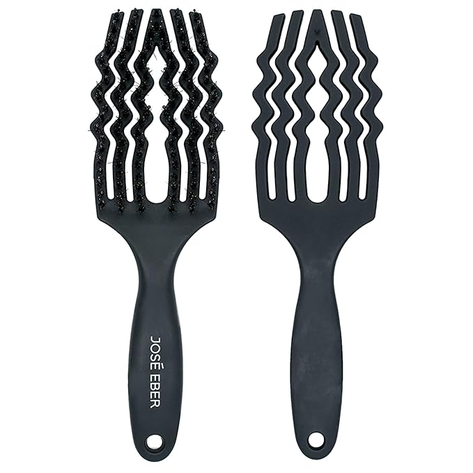 Jose Eber: Professional Series - Detangler Brush - 100% Natural Boar Hair with Nylon Bristle, Reduces Breakage, for All Hairtypes, Salon Styling Tool