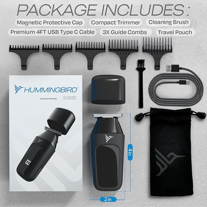 HUMMINGBIRD™ MK1 Compact Trimmer – Portable Electric Beard & Body Hair Trimmer - Image 6