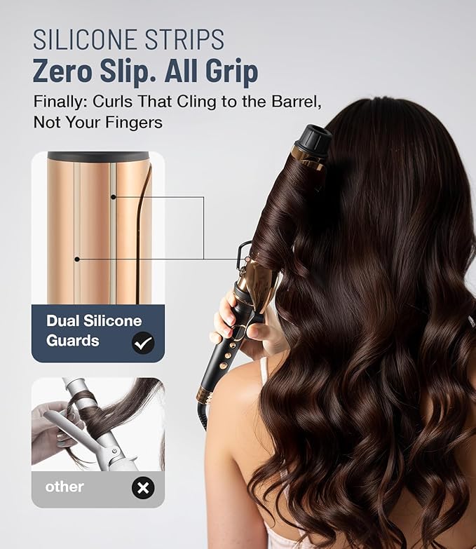 Titanium 2 Inch Curling Iron，Extra-Long Barrel for Long Hair, Curling Iron 2 Inch with Dual PTC Heater, 12 Heat Settings Big Barrel Curling Irons, 60 Mins Auto-Off & Dual Voltage