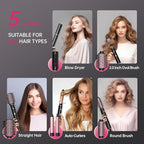 SKIMI 110,000 RPM Brushless Motor Hair Dryer Brush - 5 Muti-Styler for Fast Drying, Curling, Volumizing & Straightening | High-Speed Hot Air Brush for All Hair Types(Black & Blush Red)