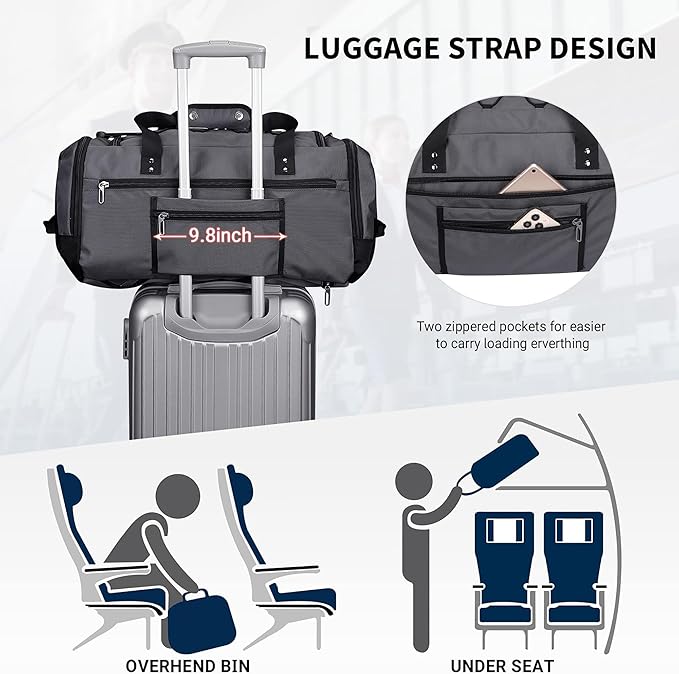 WITZMAN Travel Duffel Bags for Men Large Carry On Weekender Overnight Bag 3 in - Image 5