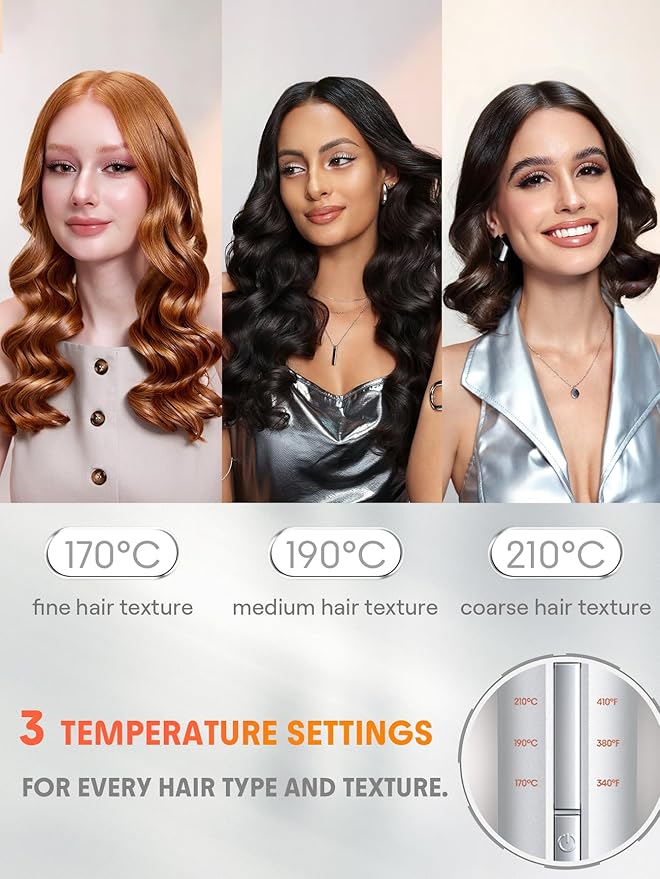 SHEGLAM Automatic Curling Iron 1 inch with 3 Temperatures Fast Heating, 2-Way Rotation, Automatic Shut-Off, Anti-Scald, Anti-Tangle Rotating for Hair Styling