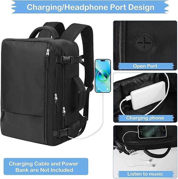 Hanples Travel Backpack for Women Men Large Carry On Person Item Flight - Image 7