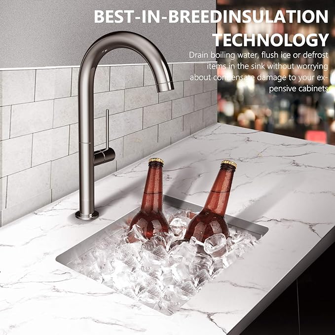 TORVA 15 x 17 Inch Undermount Kitchen Sink, Premium 304 Stainless Steel Bar Sink - Image 5