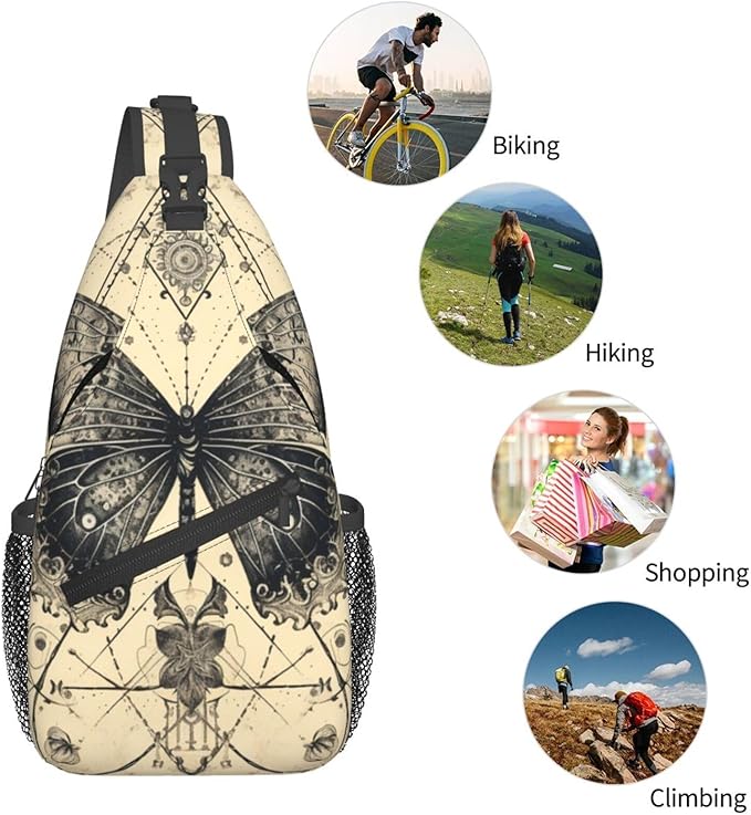 SUPLUCHOM Sling Bag Butterfly Goth Vintage Tarot Hiking Daypack Crossbody - Image 6