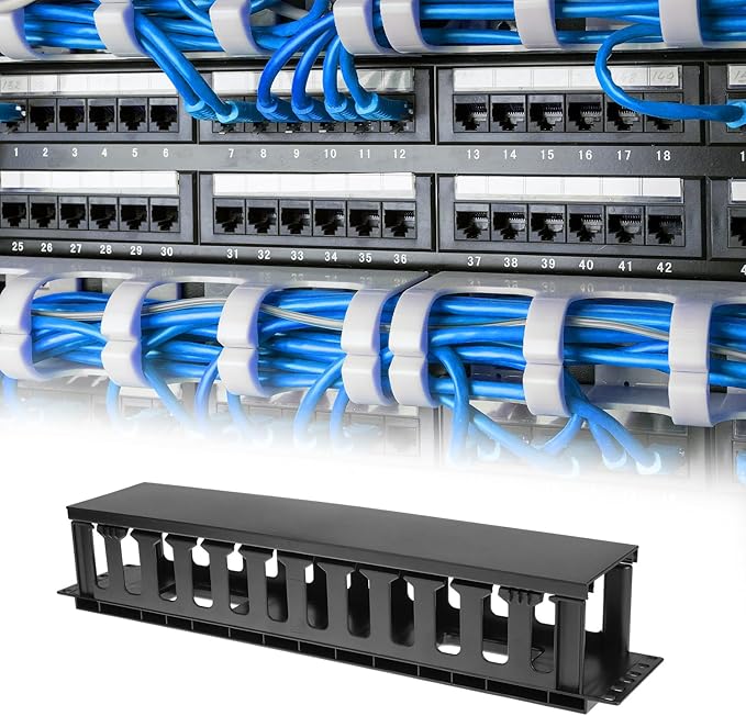 QWORK 4 Pack 2U Horizontal Rack Mount Cable Management Organizer, 19x3.5x3.4 - Image 8