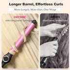 1.25 Inch Curling Wand for Long Hair, Extra Long Barrel Ceramic Hair Wands, 7 Adjustable Heats, 110-240V Dual Voltage Thick Wand Curling Iron, 60 Minutes Auto Shut Off