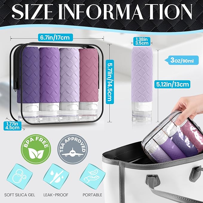 Travel Bottles for Toiletries, TSA Approved Silicone Travel Size Containers for - Image 3