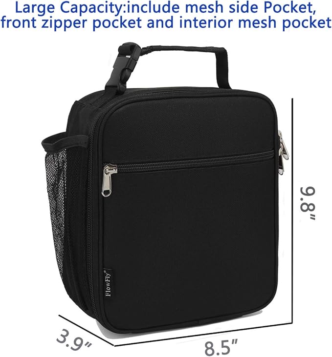 FlowFly Kids Lunch Box Insulated Letter Print Soft Bag Mini Cooler Back to - Image 3