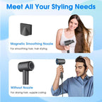 Hair Dryer, 1500W High Speed 110000 RPM Blow Dryer with Plasma Tech (Positive+Negative Ionic), LCD Display, 5 Modes, Thermo-Control, Low Noise, Fast Drying Travel Hair Dryer for Home or Travel (Gray)