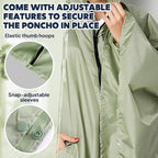 ANYOO Waterproof Rain Poncho Lightweight Reusable Hiking Hooded Coat Jacket - Image 4