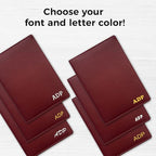 Personalized Monogrammed Merlot Leather RFID Passport Wallet - Image 3
