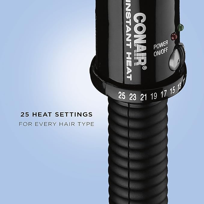 Conair Instant Heat Curling Iron Brush,3/4-Inch Barrel Curling Brush for Short Hair,30-Second Heat-Up with 25 Heat Settings for All Hair Types,Black,(Pack of 3)