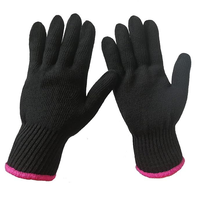 Lessmon 2 Professional Heat Resistant Gloves for Hair Styling Heat Blocking for Curling, Flat Iron and Curling Wand Suitable for Left and Right Hands