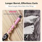 1 Inch Curling Wand for Long Hair, Extra Long Barrel Ceramic Curling Wands, 7 Adjustable Heats for All Hair Type, 110-240V Dual Voltage Wand Curler, 60 Minutes Auto Shut Off
