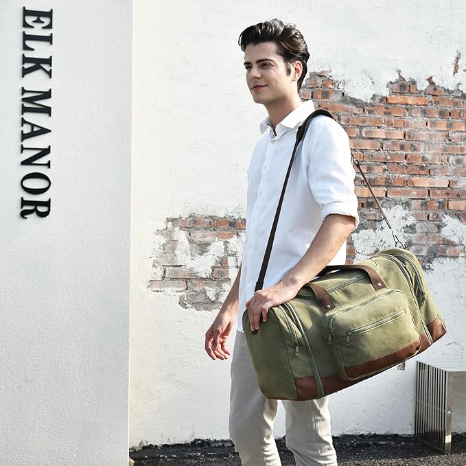 Litvyak Duffle Bag for Travel, Large 60L Canvas Travel Duffel Bags Overnight - Image 2