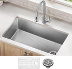 KRAUS Fairlane 33-inch Undermount Single Bowl 18-Gauge Stainless Steel Kitchen by KRAUS