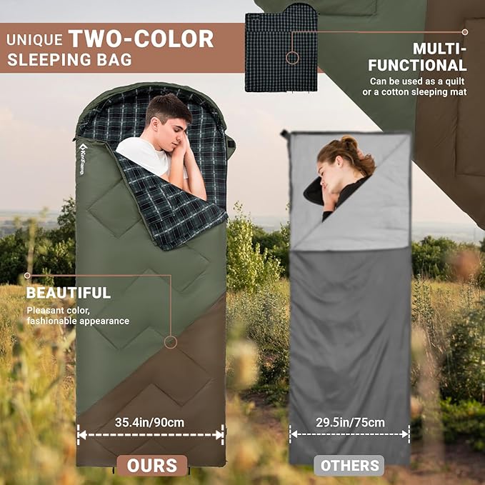 KingCamp Sleeping Bag for Adults, Cold Weather & Warm XL Big and Tall Flannel - Image 7