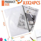 24pcs Mesh Zipper Pouch, Puzzle Storage Bags, A3 17x12 Inches Large Reusable - Image 2